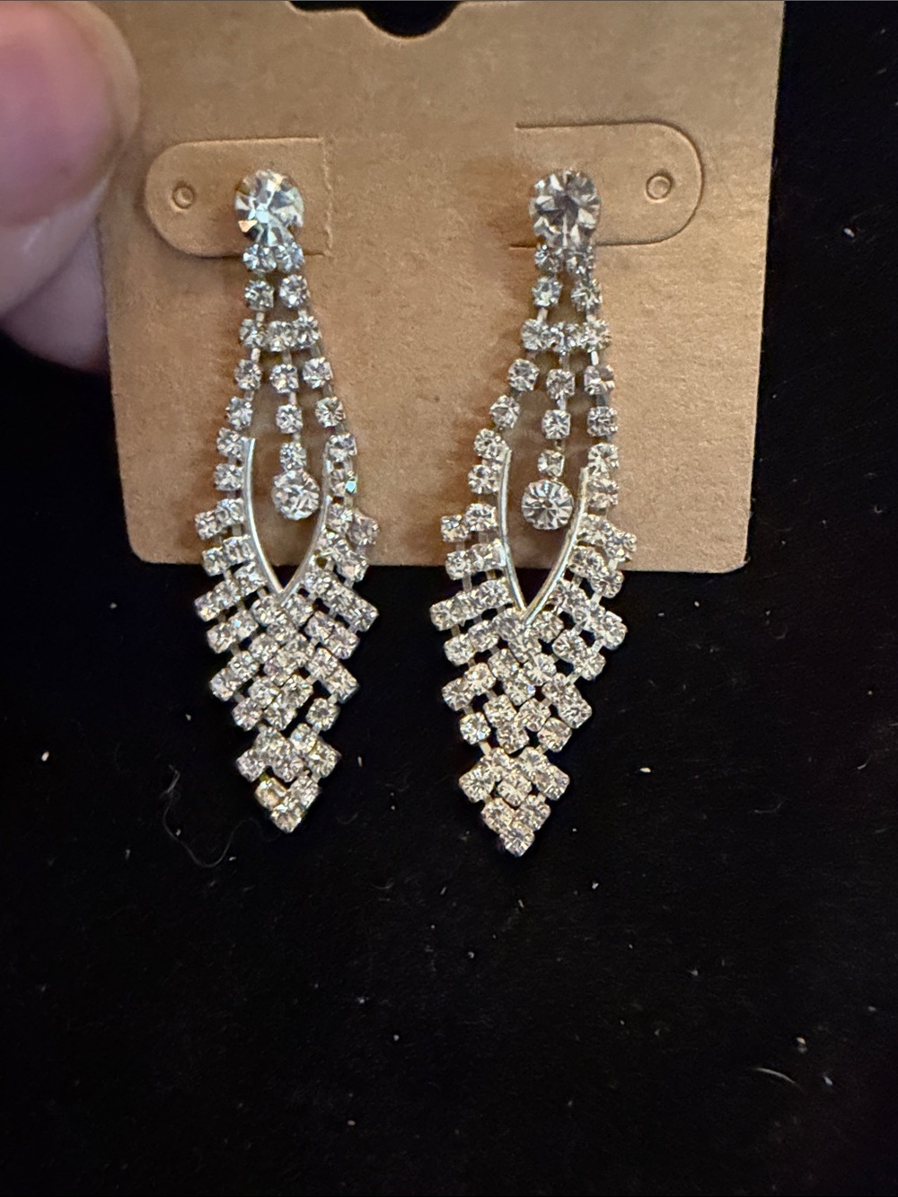 Crystal Drop Chandelier Earrings - Silver Rhinestone